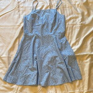 Blue Floral Spaghetti Strap Dress